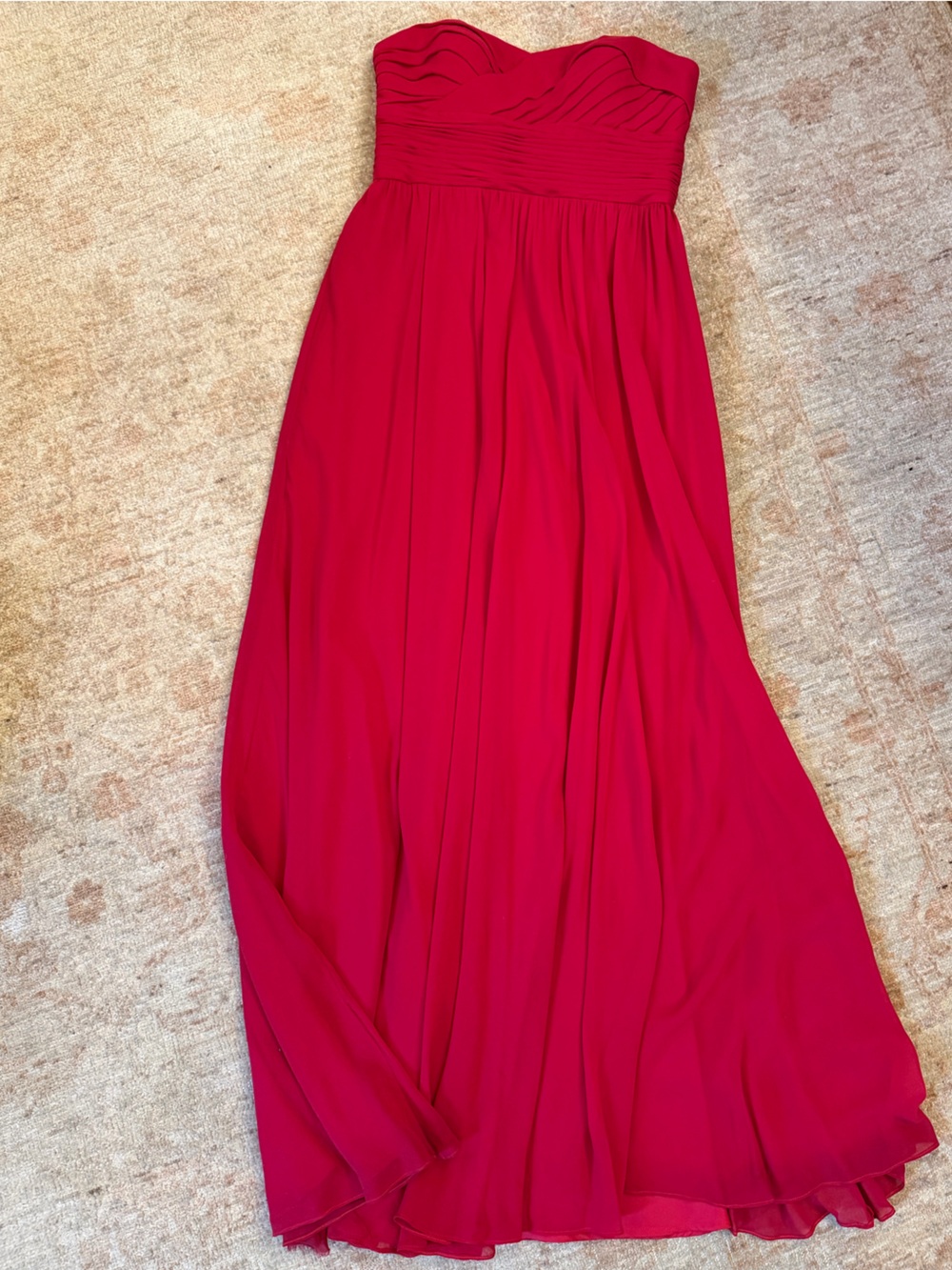 Aidan Mattox Strapless Pleated Gown in Fuchsia Red